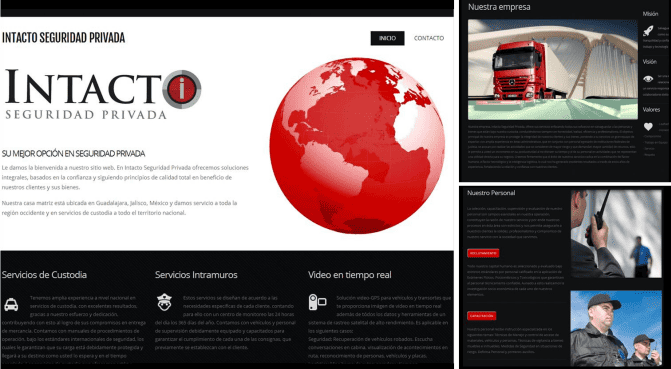 Sitio web para Intacto Seguridad Privada